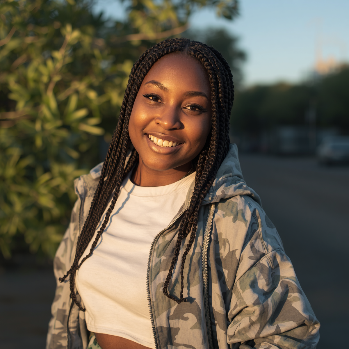 Dépistage du cancer du col de l'utérus, test Pap et test HPV 3 A 20 year old girl from Benin in modern casual clothing smiling at the camera