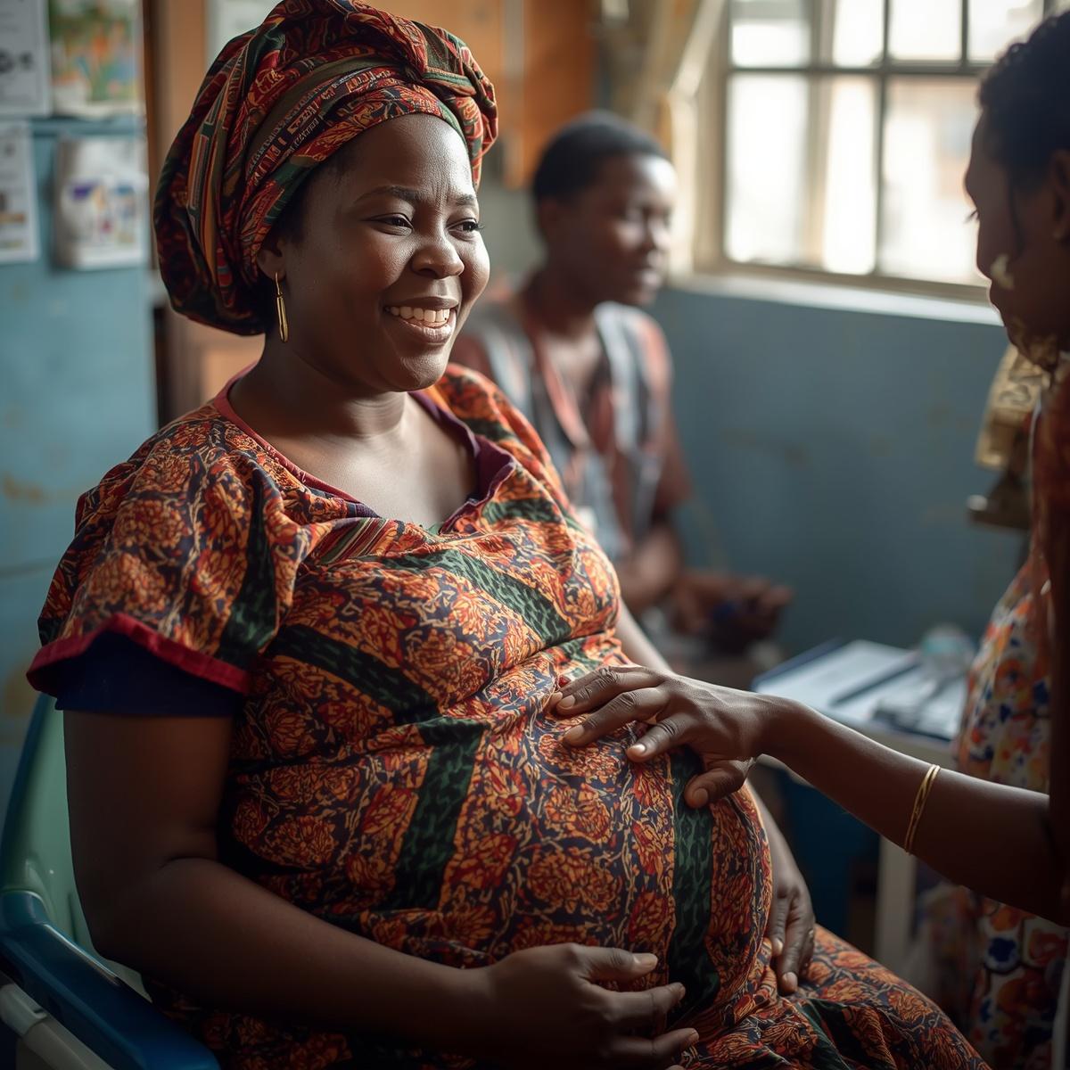 Pregnant woman from Benin in a healthcare setting 1