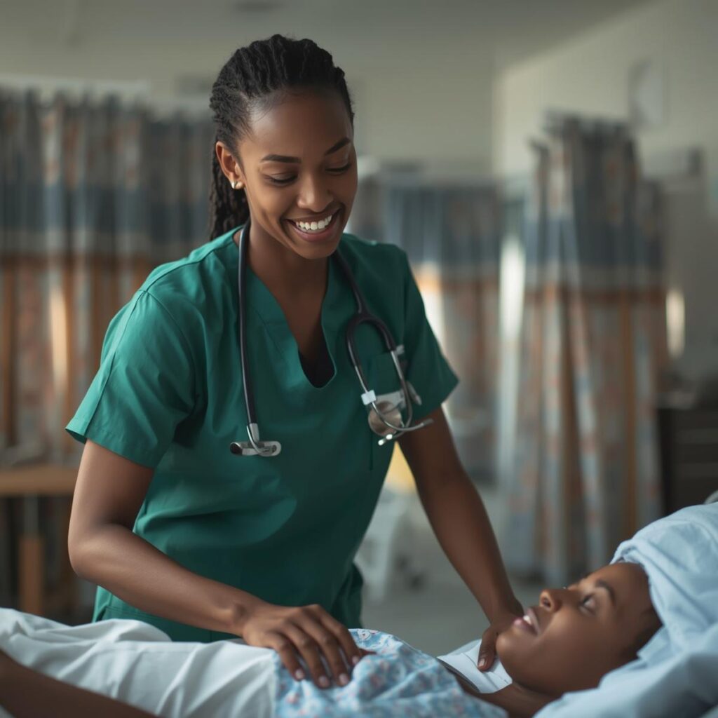 Healthcare professional from Benin realistic photographic style no illustration or animation 1