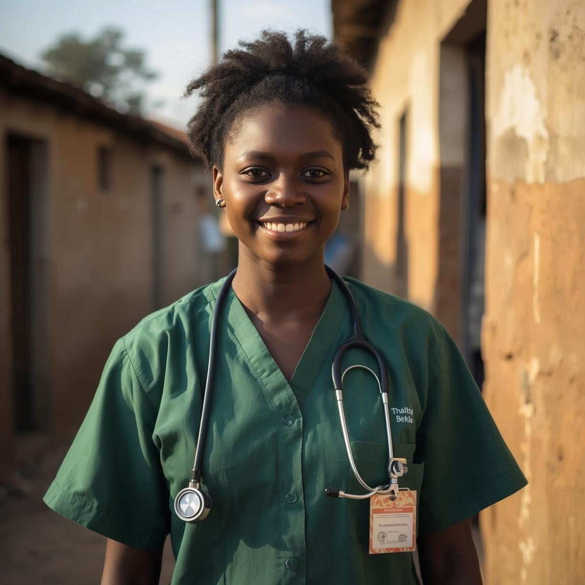 Healthcare professional from Benin realistic photographic style no illustration or animation 3