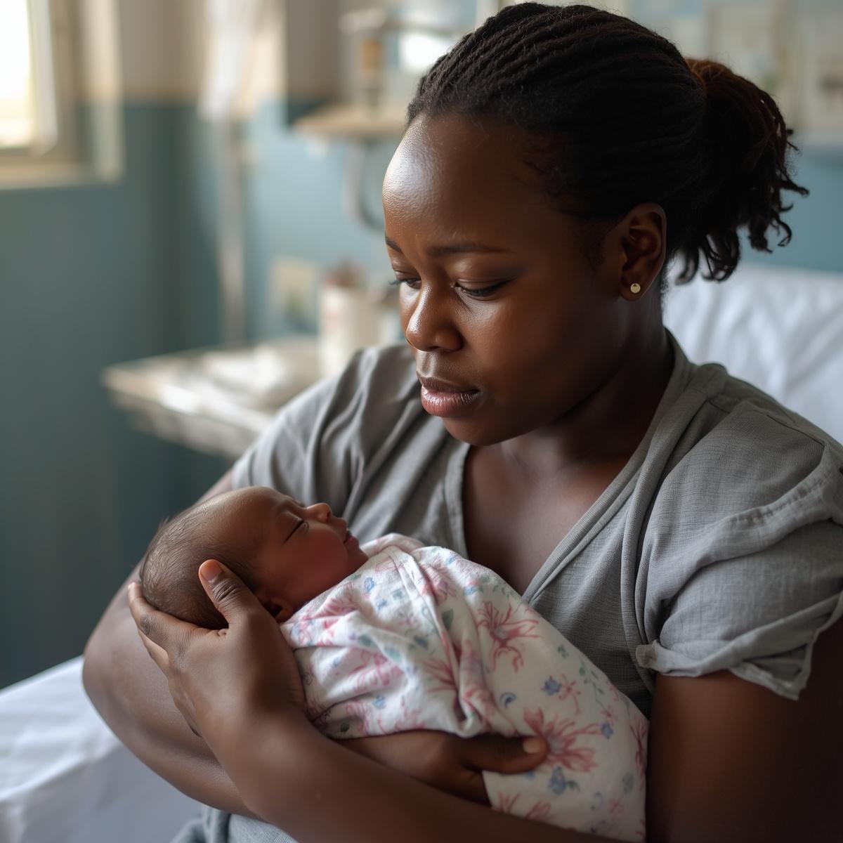 Services postnatals 5 Woman from Benin with newborn baby in a healthcare setting 1